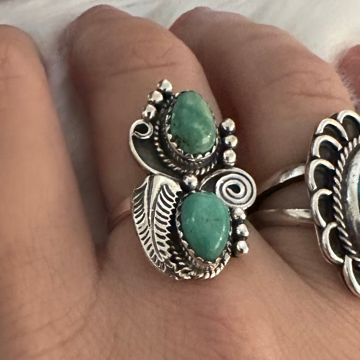 Vintage Navajo style 925 silver KINGMAN TURQUOISE ring size 6.5, 7, 7.5, 8