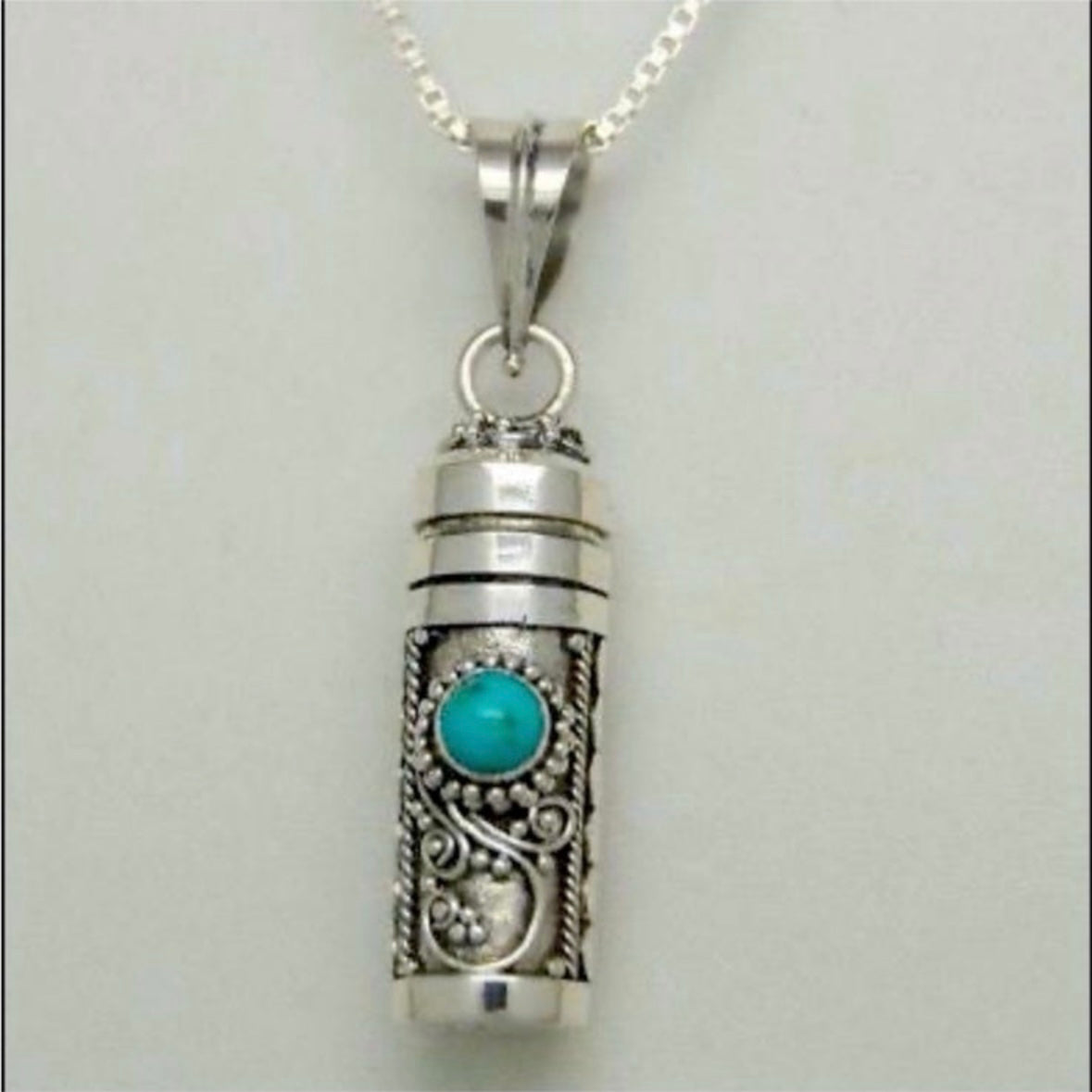 925 Sterling Silver TURQUOISE pills/ locket/ poison/ compartment/ secret/ hidden box necklace pendant hand-crafted by Balinese artisans.