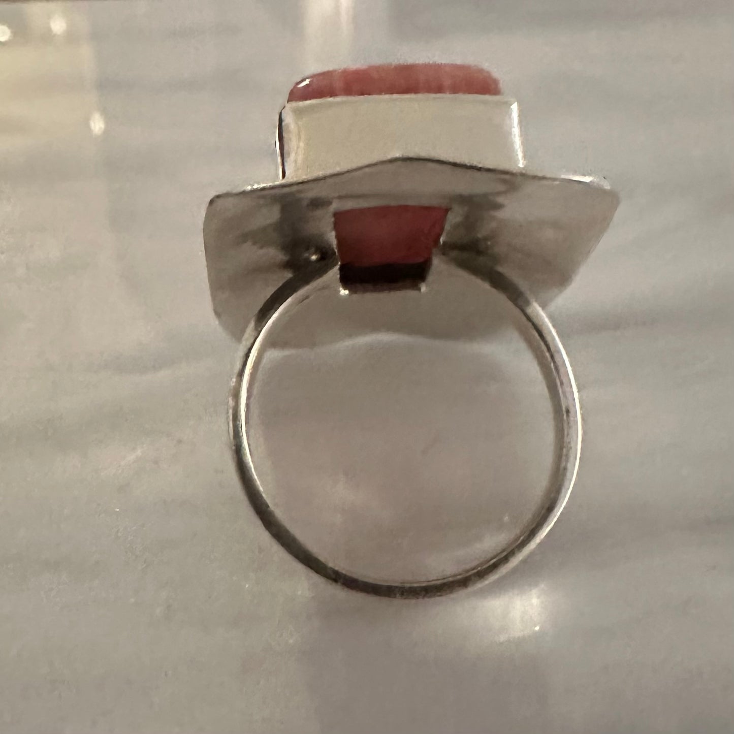 925 Sterling Silver chunky huge marbled RHODOCHROSITE ring size 6, 6.5, 7