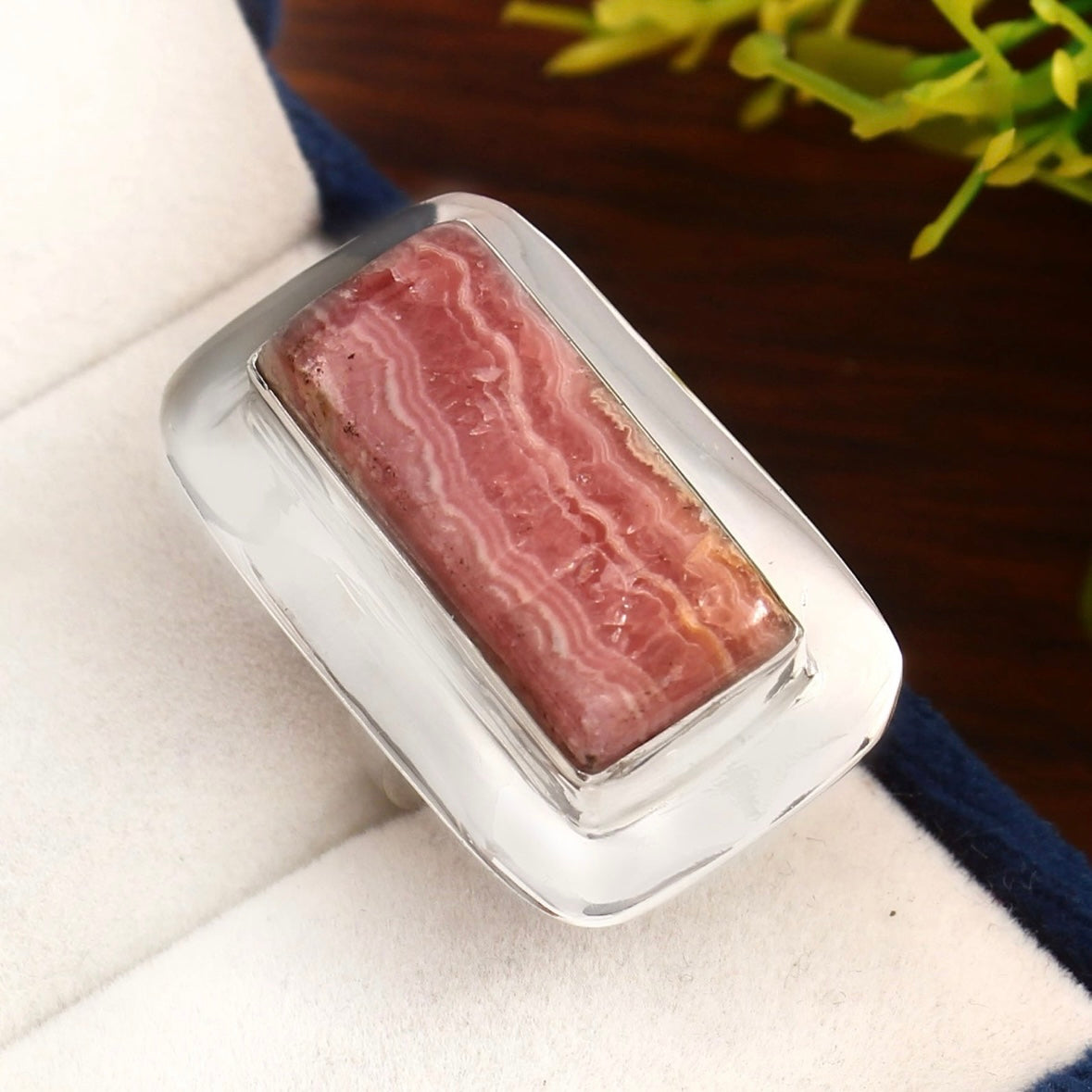 925 Sterling Silver chunky huge marbled RHODOCHROSITE ring size 6, 6.5, 7