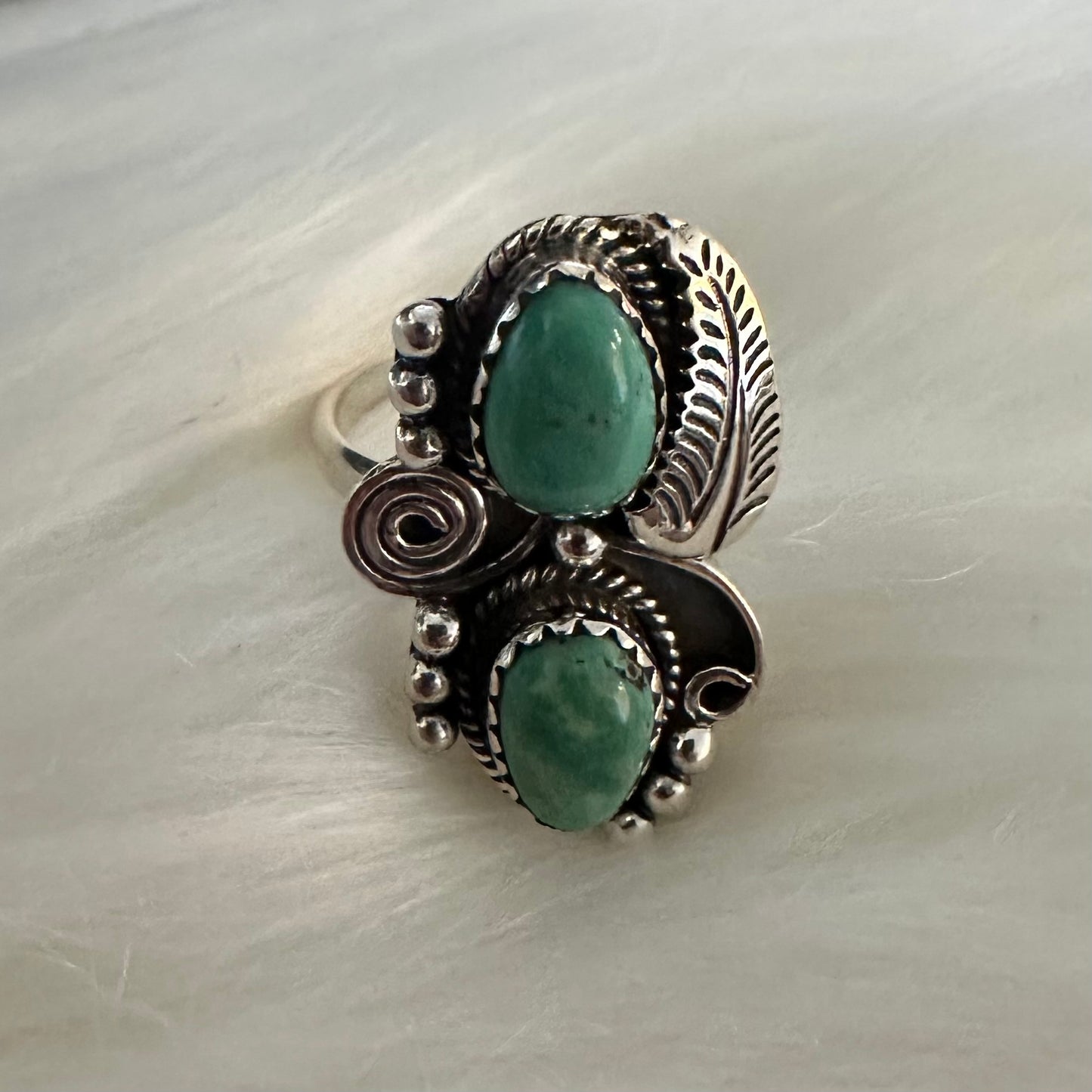 Vintage Navajo style 925 silver KINGMAN TURQUOISE ring size 6.5, 7, 7.5, 8