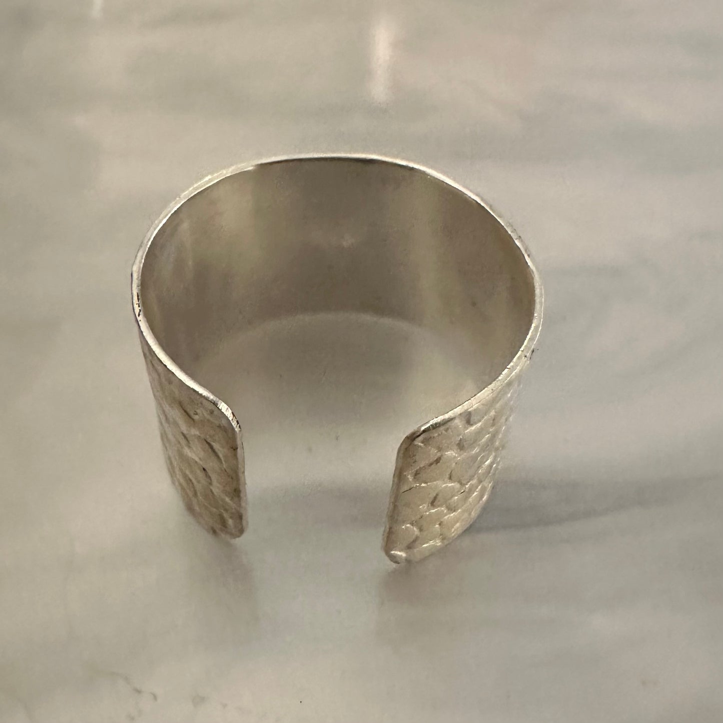 925 Sterling Silver textured wide-band adjustable cuff ring fits size 6 7 8 9