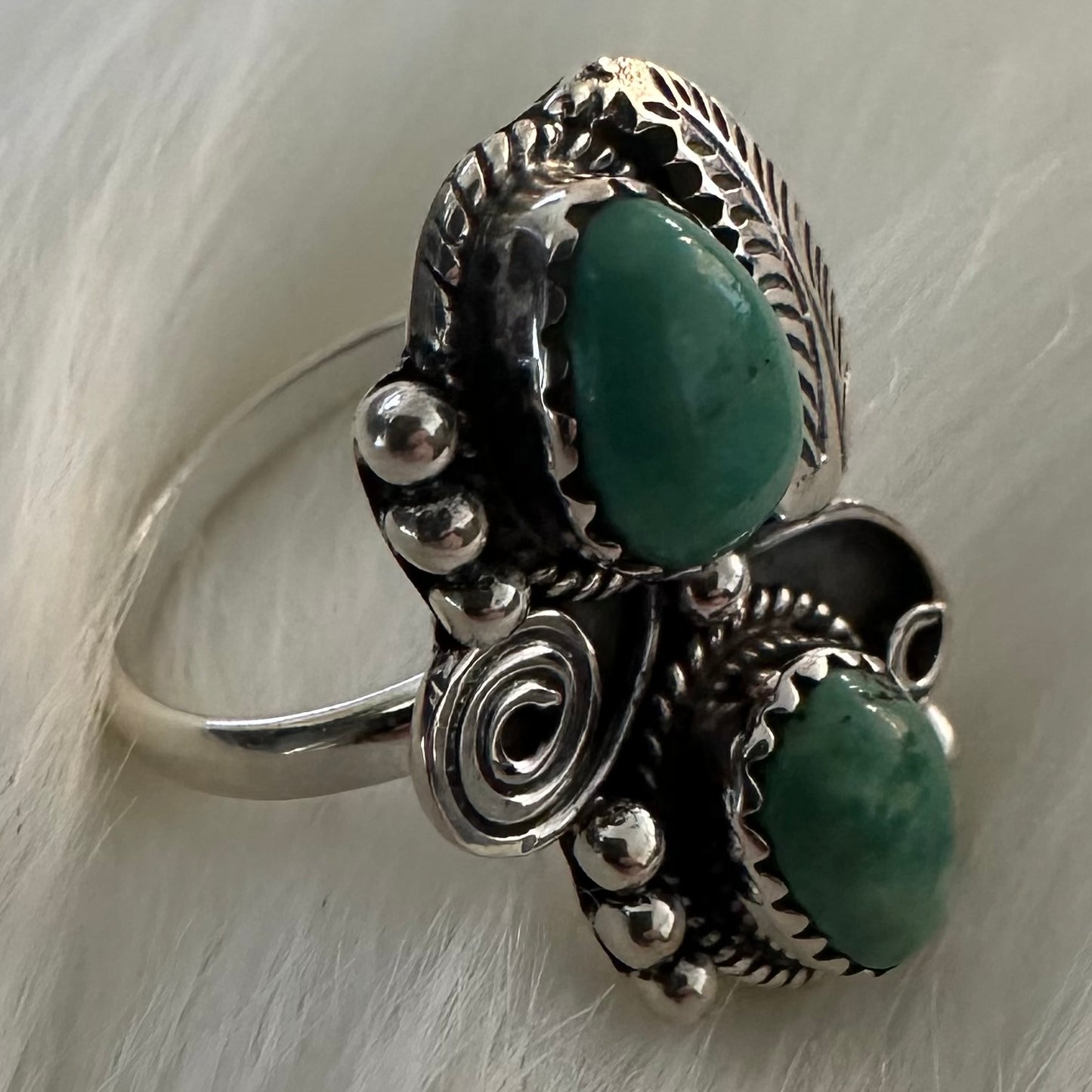 Vintage Navajo style 925 silver KINGMAN TURQUOISE ring size 6.5, 7, 7.5, 8