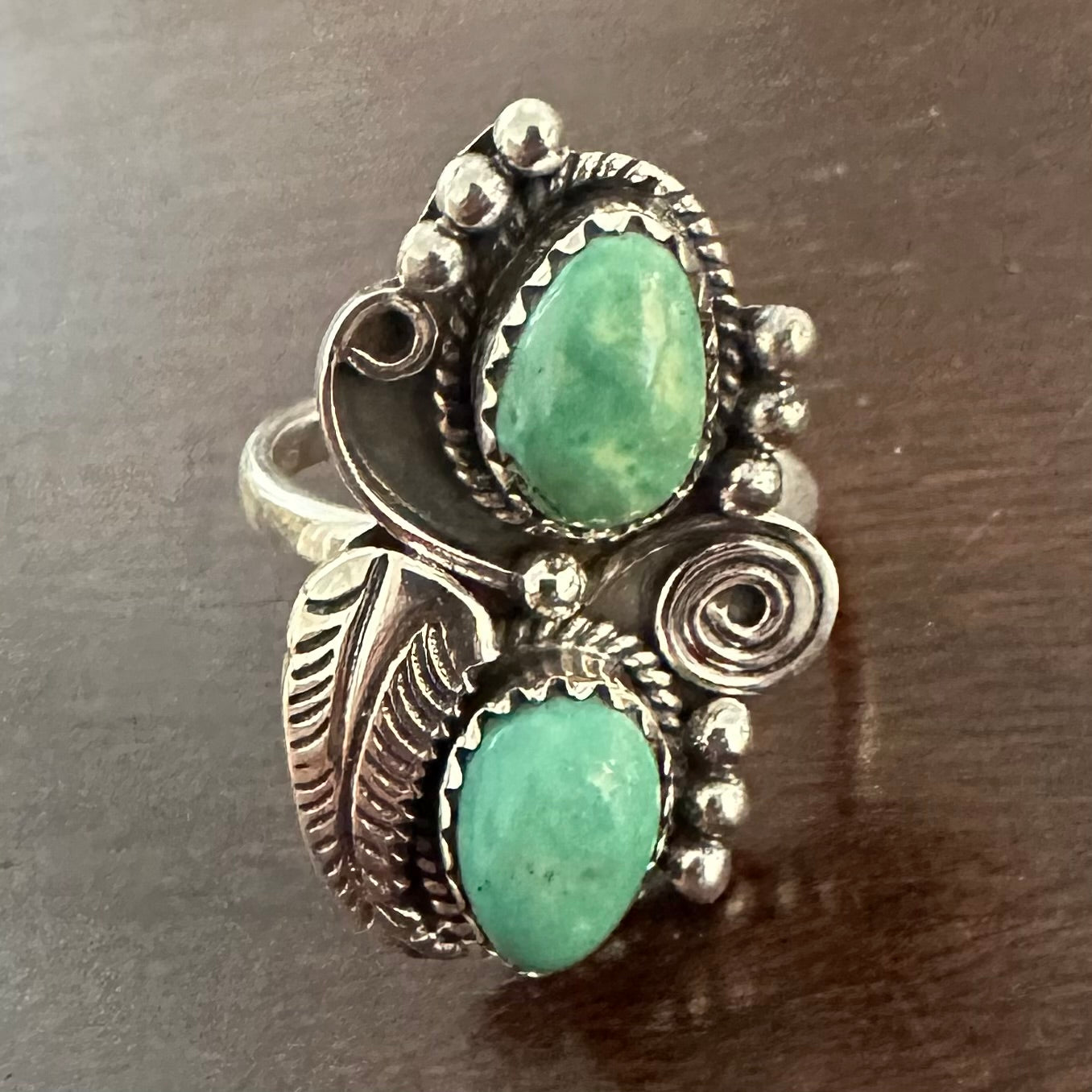 Vintage Navajo style 925 silver KINGMAN TURQUOISE ring size 6.5, 7, 7.5, 8
