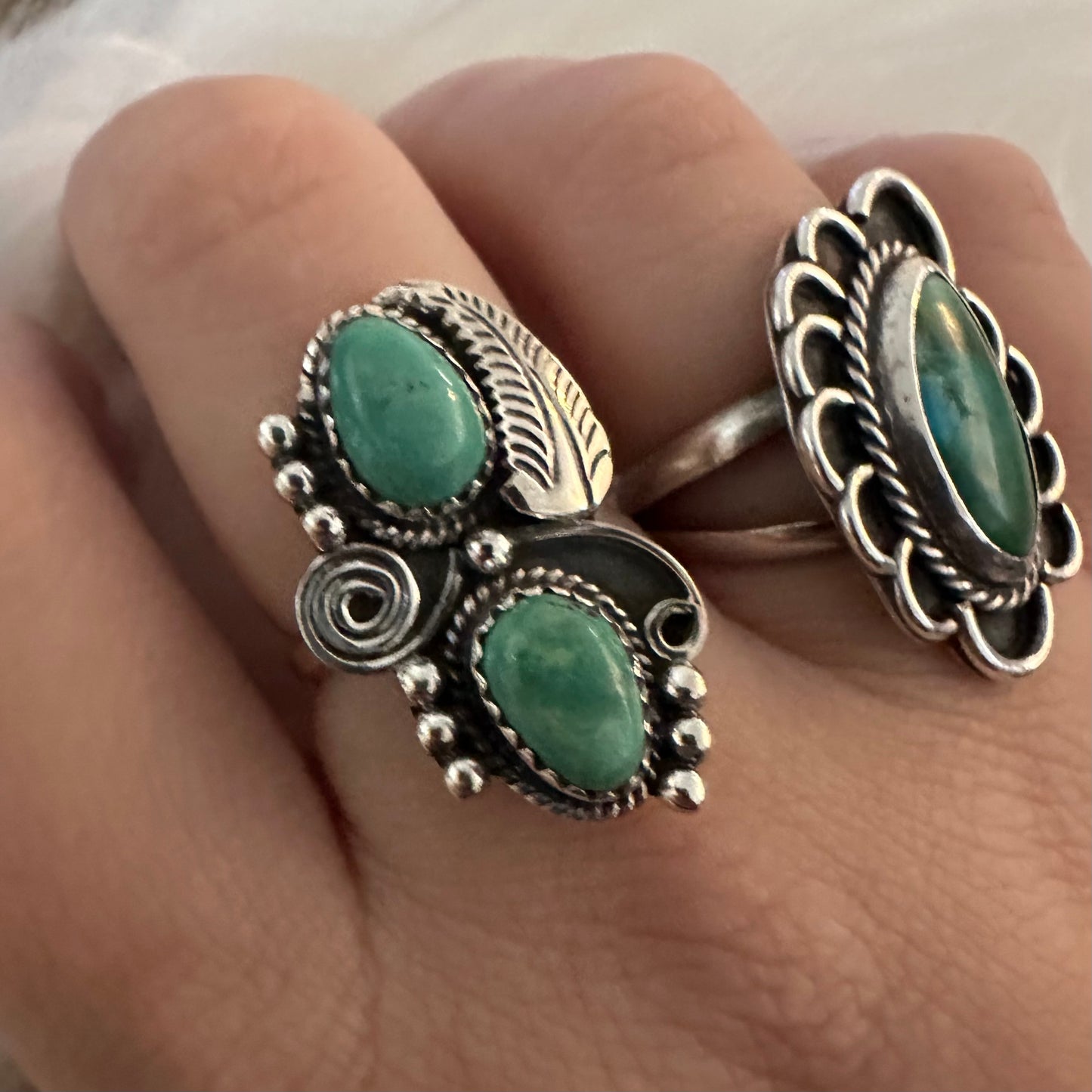 Vintage Navajo style 925 silver KINGMAN TURQUOISE ring size 6.5, 7, 7.5, 8