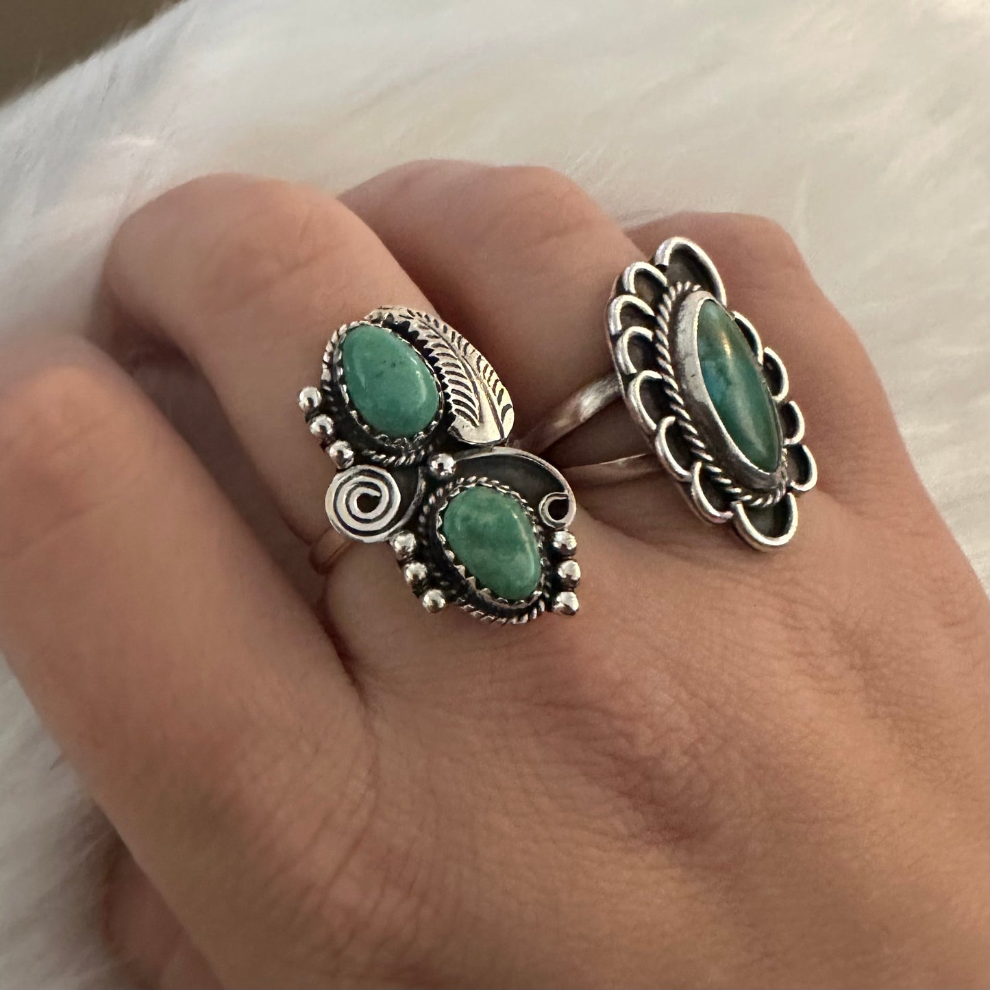 Vintage Navajo style 925 silver KINGMAN TURQUOISE ring size 6.5, 7, 7.5, 8