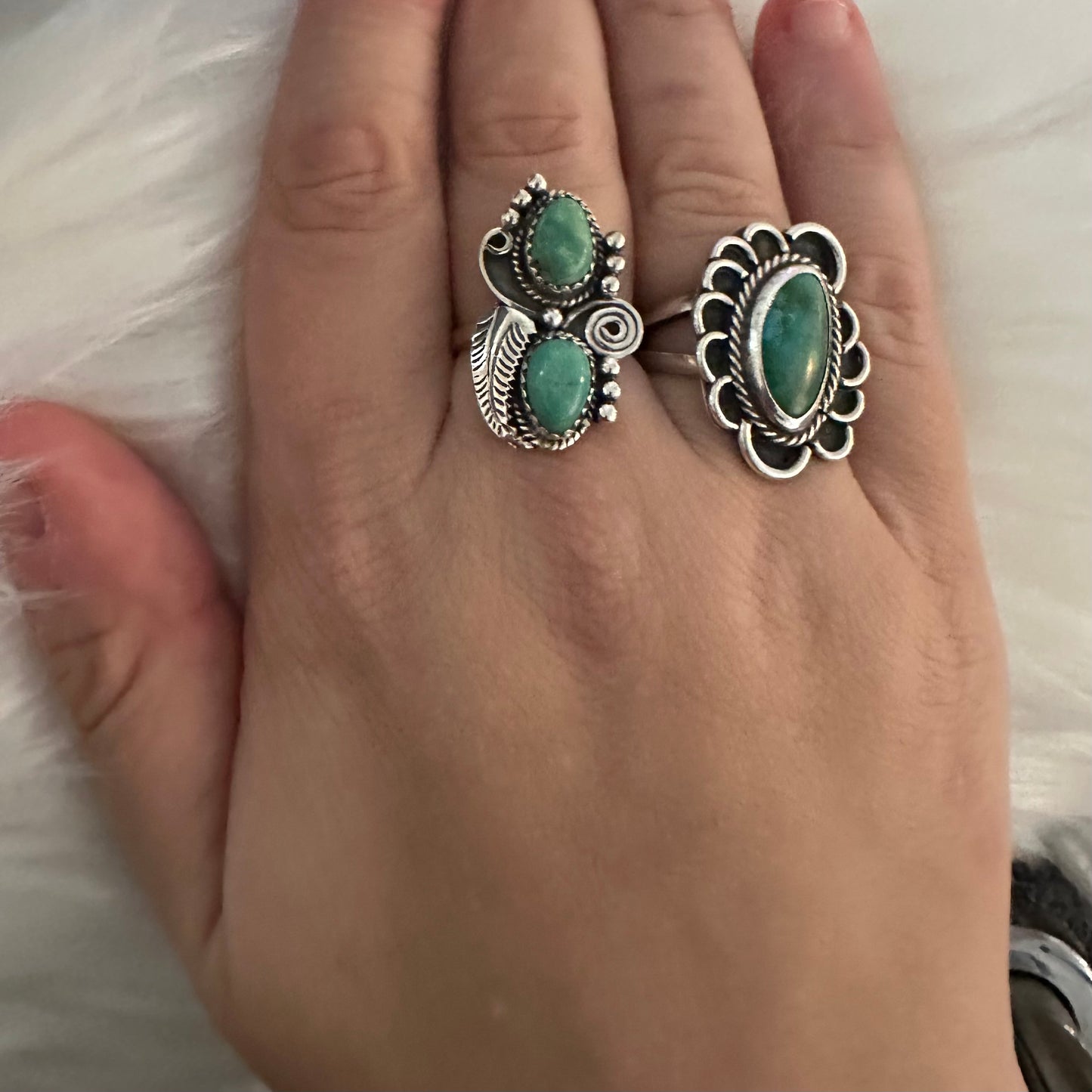 Vintage Navajo style 925 silver KINGMAN TURQUOISE ring size 6.5, 7, 7.5, 8