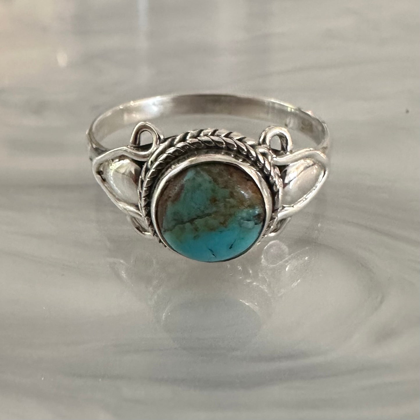 925 Silver southwestern boho style KINGMAN TURQUOISE ring size 6, 7, 8, 9