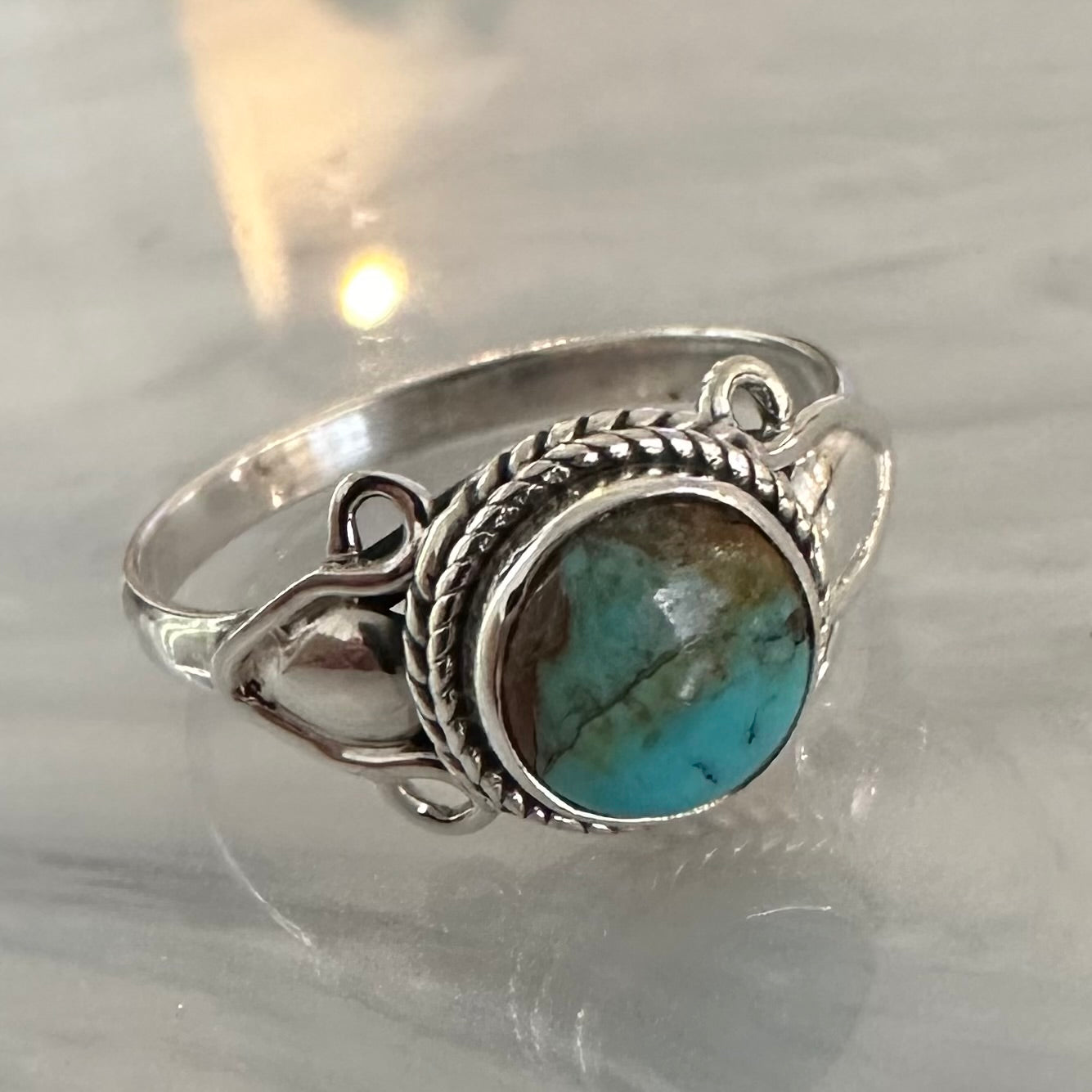 925 Silver southwestern boho style KINGMAN TURQUOISE ring size 6, 7, 8, 9