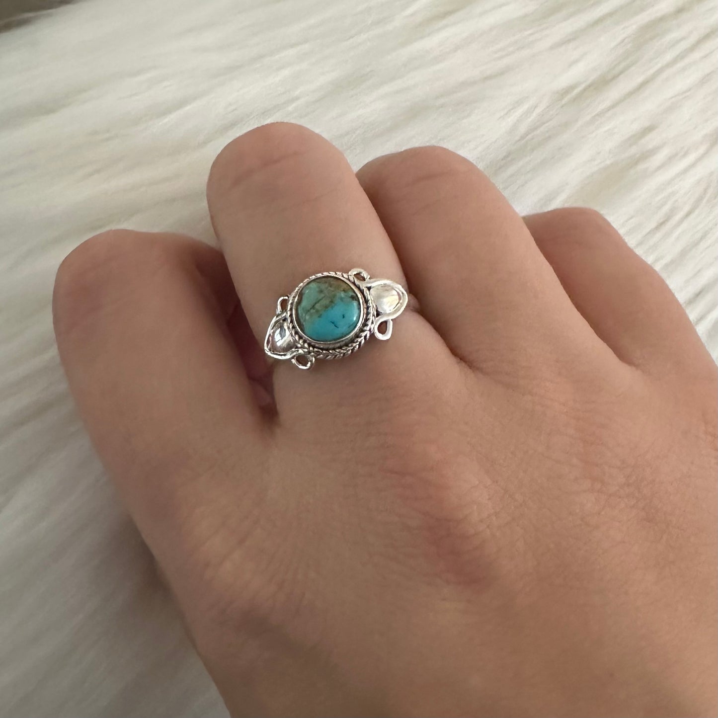 925 Silver southwestern boho style KINGMAN TURQUOISE ring size 6, 7, 8, 9