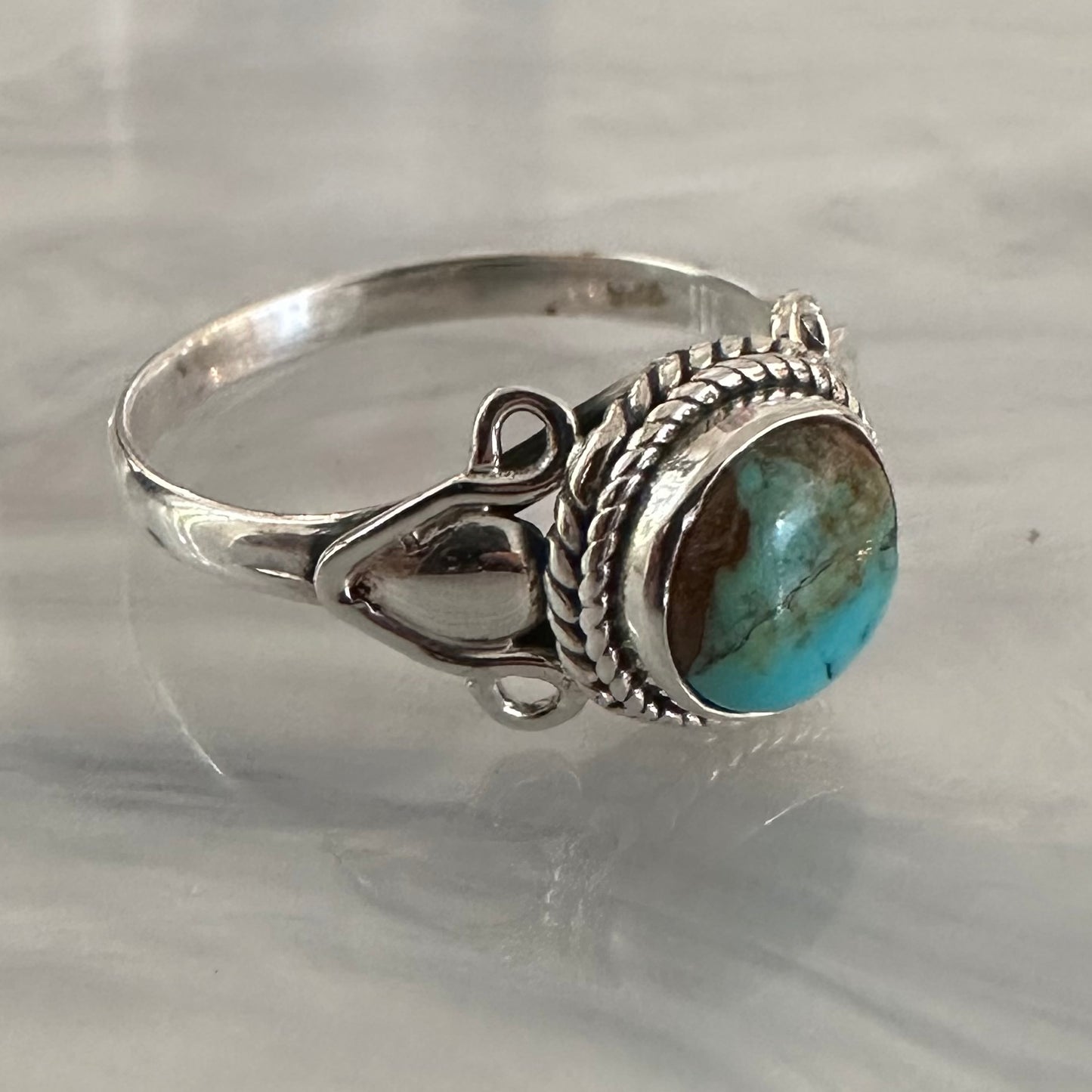 925 Silver southwestern boho style KINGMAN TURQUOISE ring size 6, 7, 8, 9