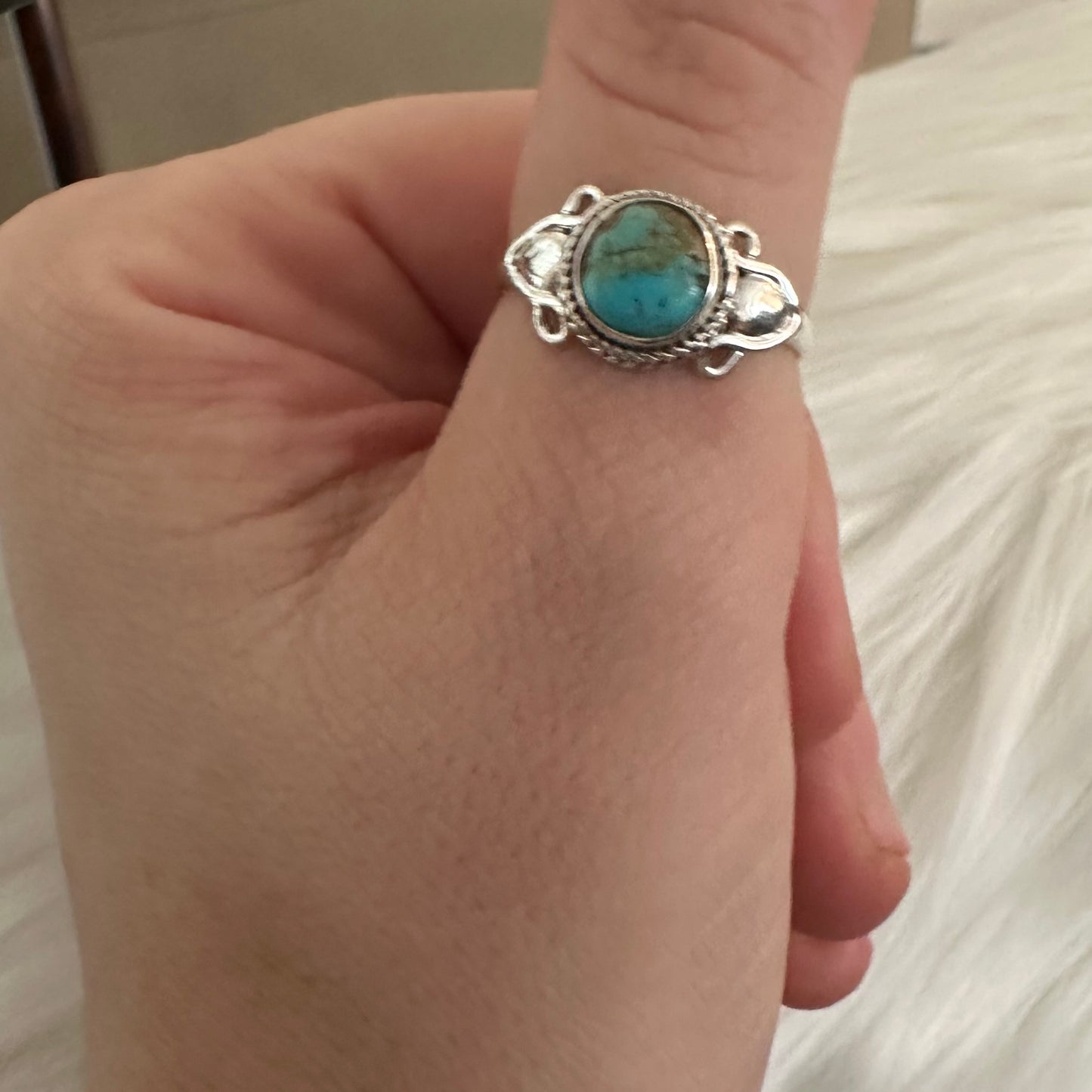 925 Silver southwestern boho style KINGMAN TURQUOISE ring size 6, 7, 8, 9