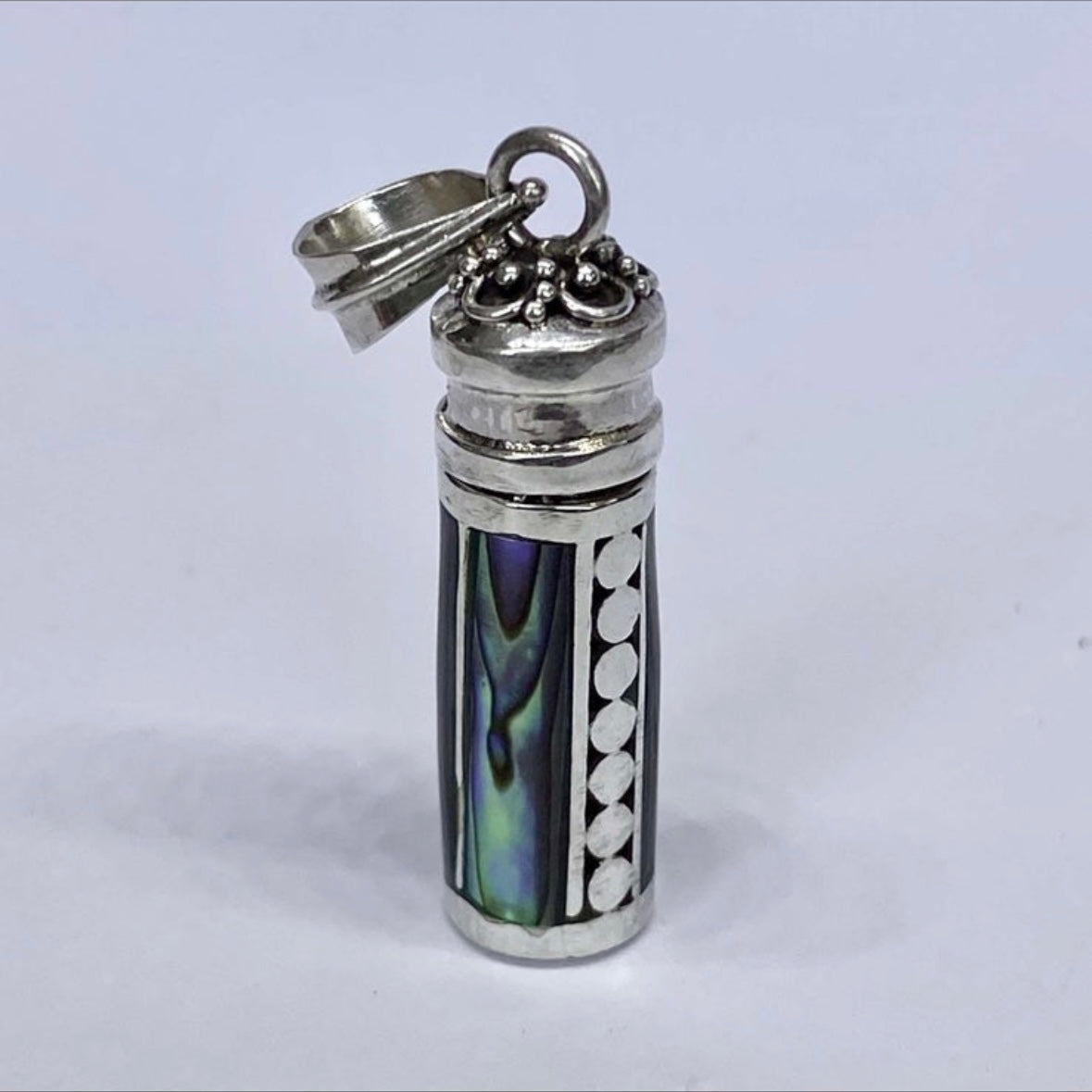 925 Solid Sterling Silver ABALONE poison/ pills/ locket/ keepsake/ secret/ compartment necklace pendant hand-crafted by Balinese Artisans