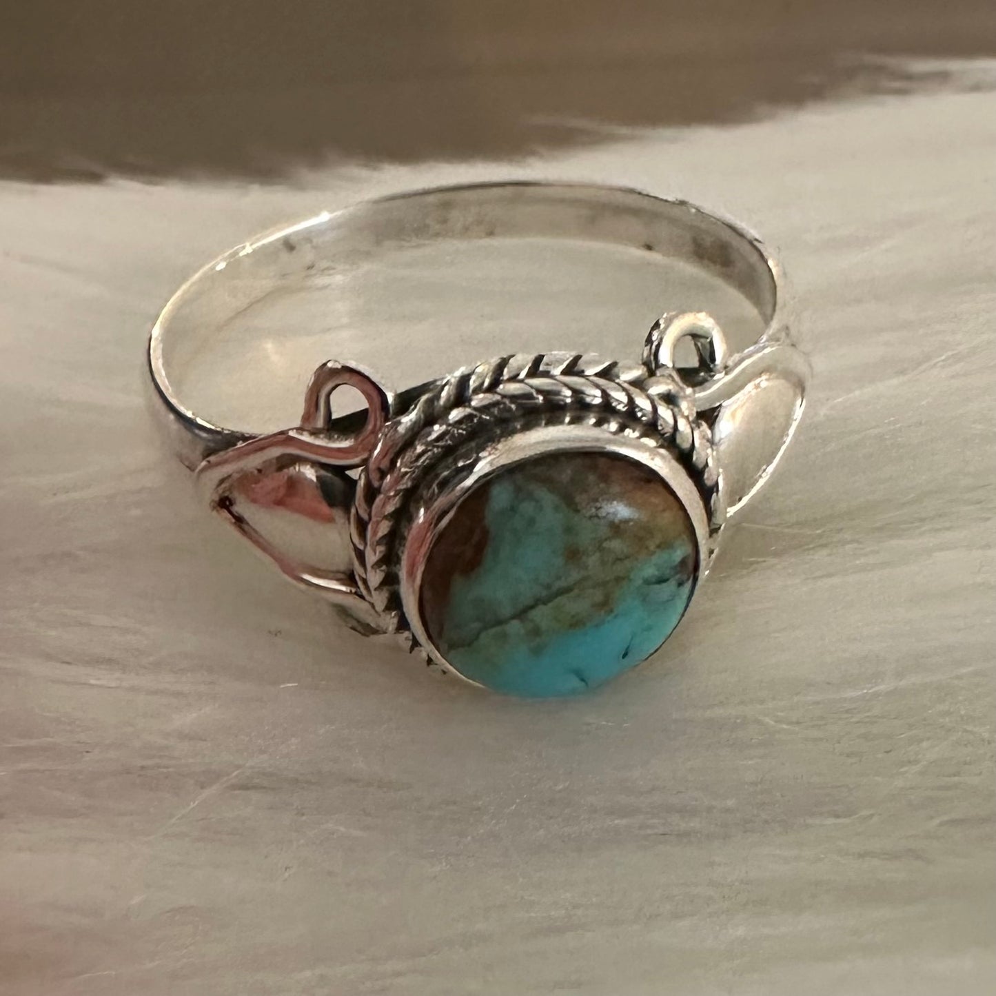 925 Silver southwestern boho style KINGMAN TURQUOISE ring size 6, 7, 8, 9