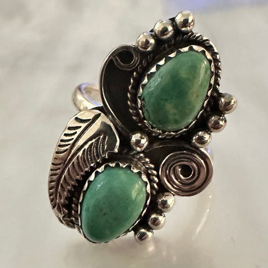 Vintage Navajo style 925 silver KINGMAN TURQUOISE ring size 6.5, 7, 7.5, 8